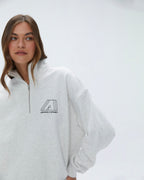Oversized Quarter Zip Sweatshirt - Light Grey Melange
