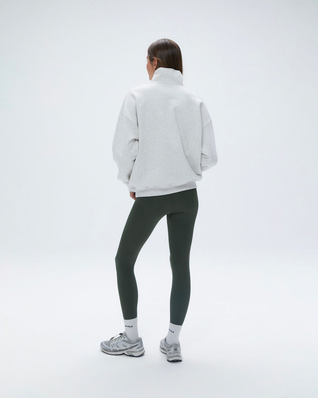 Oversized Quarter Zip Sweatshirt - Light Grey Melange