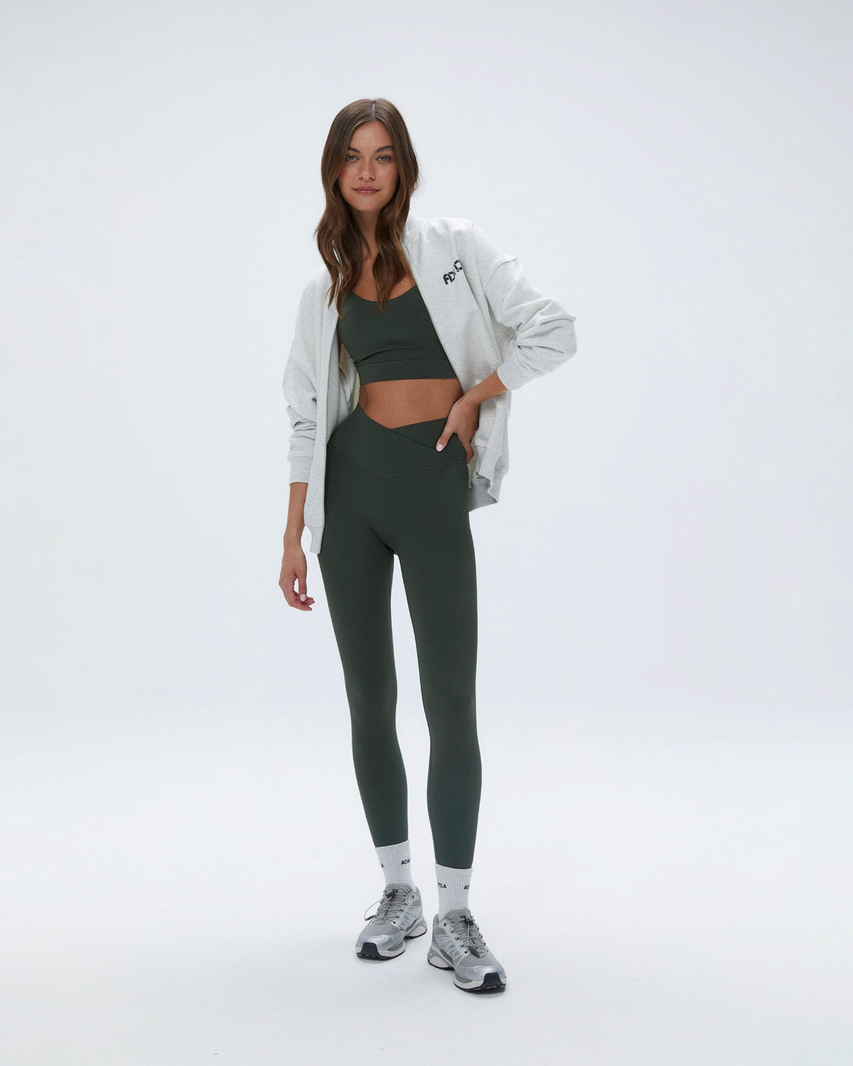 Oversized Full Zip Sweatshirt - Light Grey Melange
