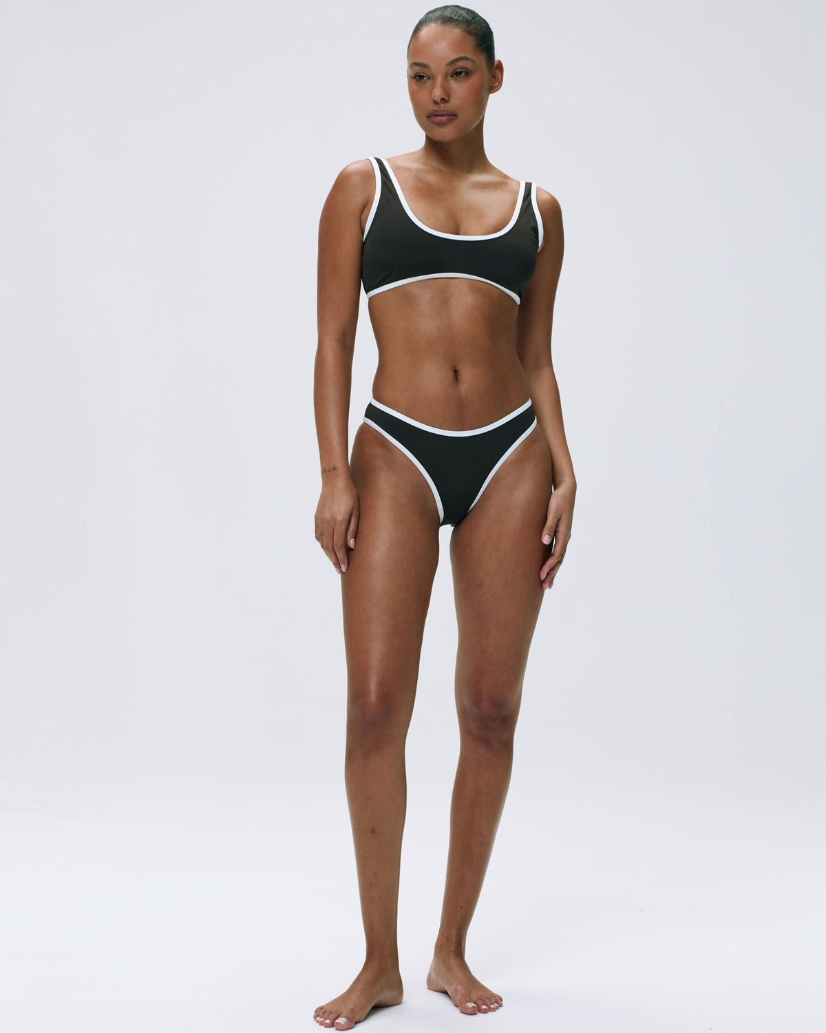 Contrast Bikini Bottom - Coffee Bean/Marshmallow White