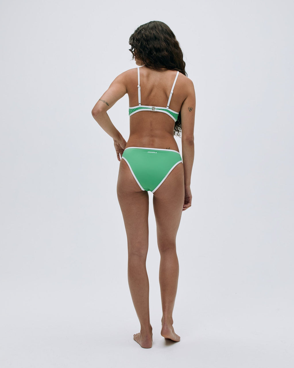 Contrast Bikini Bottom - Jade Green/ Marshmallow White
