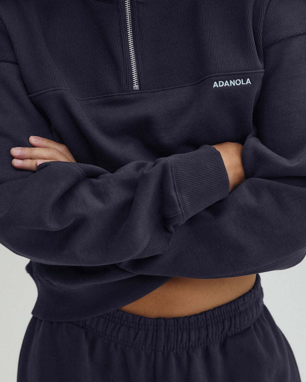 Relaxed Quarter Zip Sweatshirt - Midnight Blue