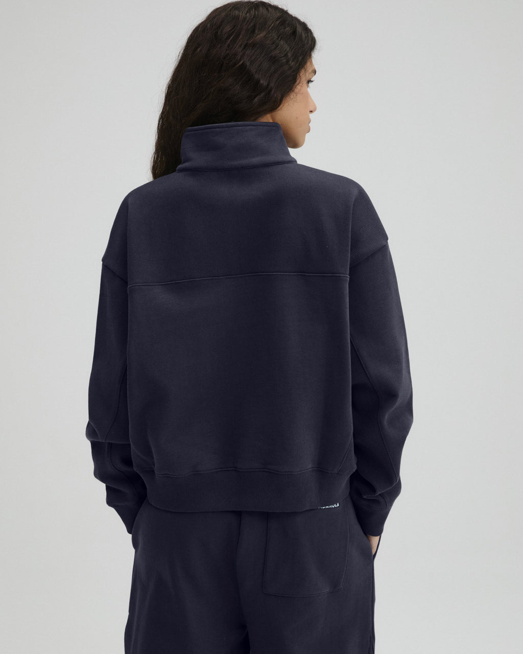 Relaxed Quarter Zip Sweatshirt - Midnight Blue