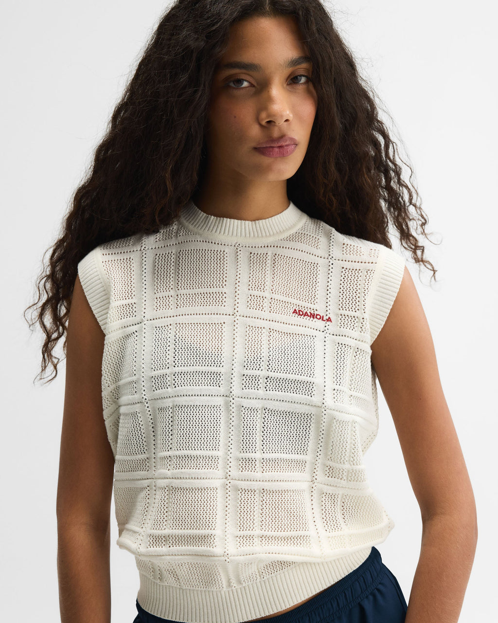 Jacquard Knit Vest Top - Marshmallow White