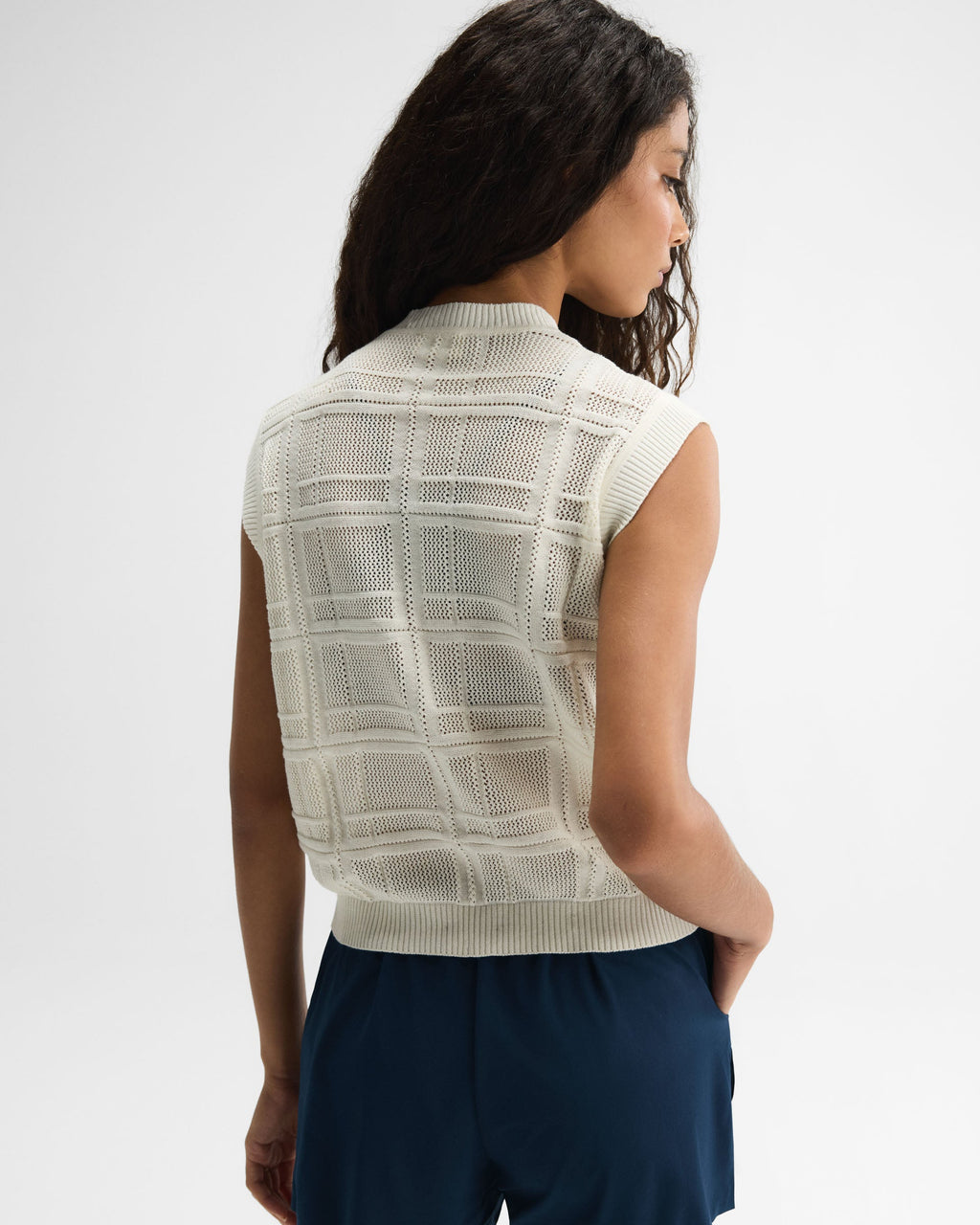 Jacquard Knit Vest Top - Marshmallow White