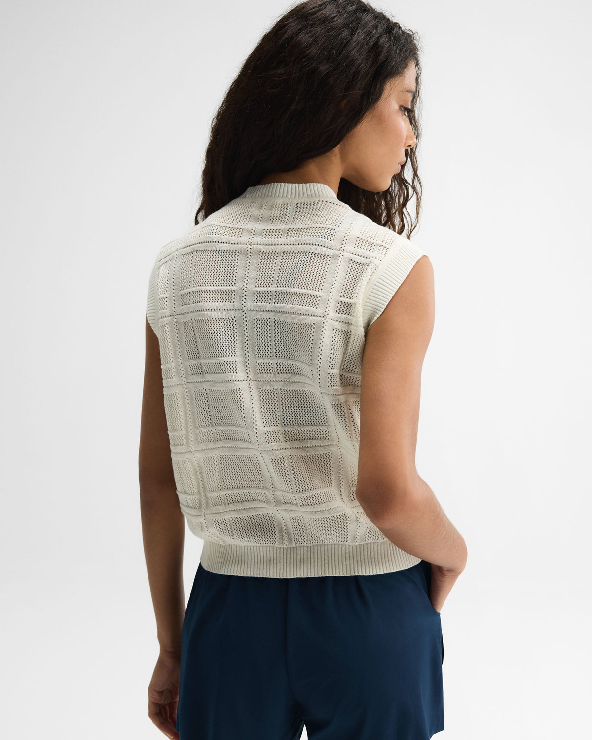 Jacquard Knit Vest Top - Marshmallow White