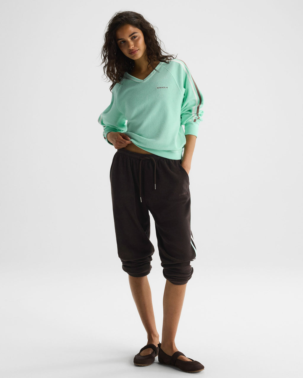 V-Neck Sweatshirt - Mint Green