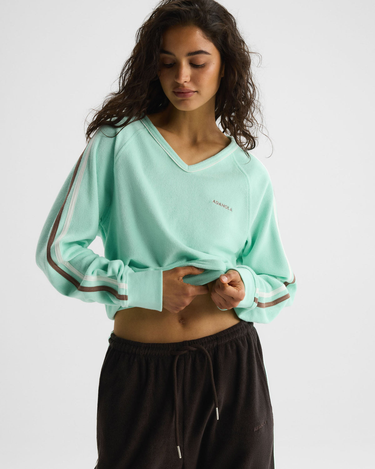 V-Neck Sweatshirt - Mint Green