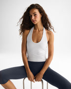 Modal Soft Halter Neck Tank Top - White