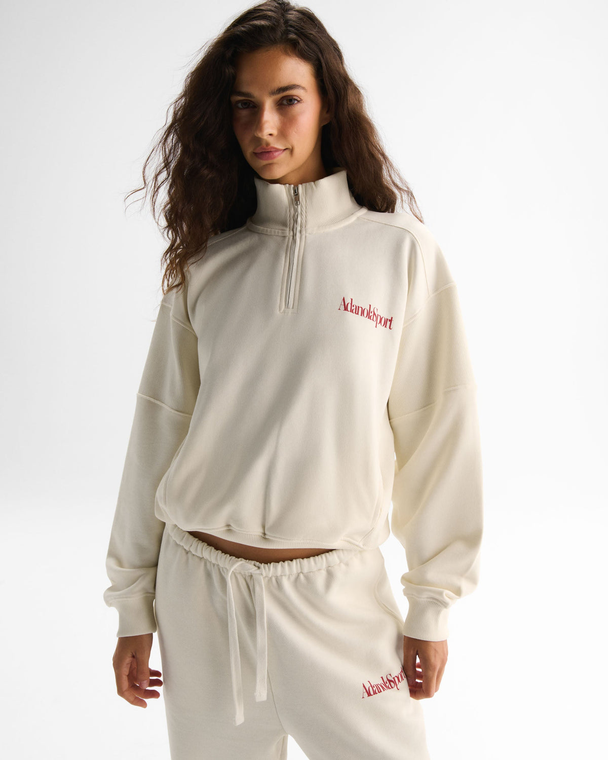 Relaxed Quarter Zip Sweatshirt - Marshmallow White