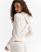 Modal Soft Lounge Zip Up Top - Marshmallow White