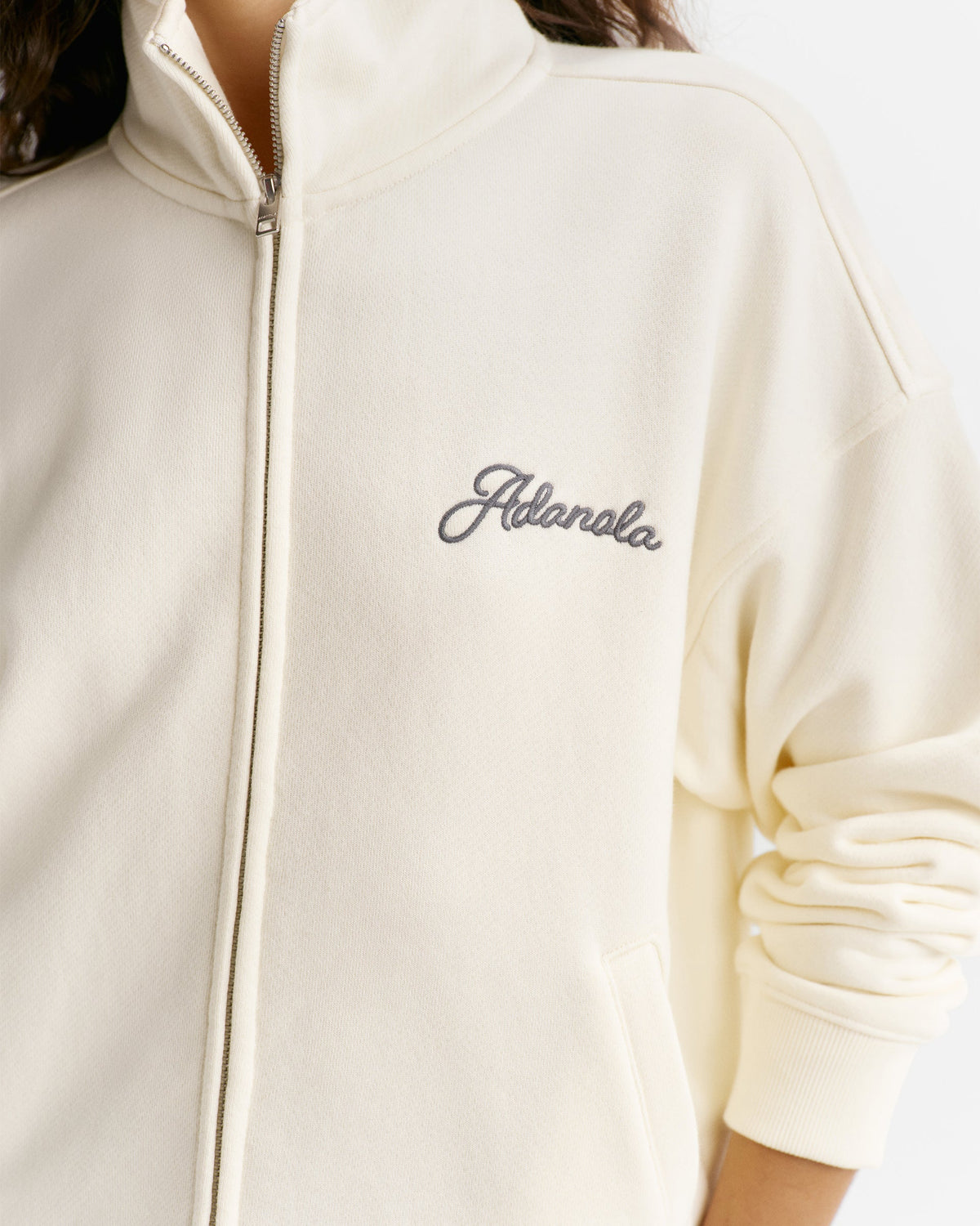 Classic Relaxed Zip Through Sweatshirt - Marshmallow White