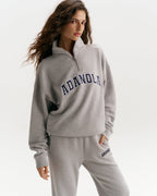 Classic Relaxed Quarter Zip Sweatshirt - Heather Grey