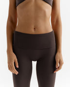 Fold Over Yoga Leggings - Coffee Bean