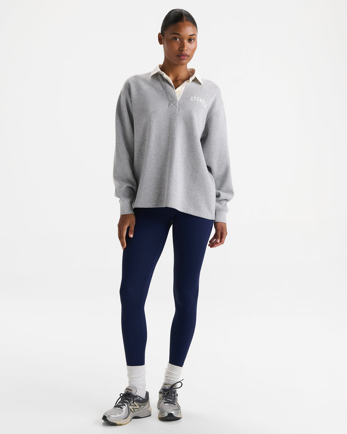 Oversized Rugby Top - Light Grey Melange