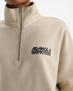 Oversized Quarter Zip Sweatshirt - Stone