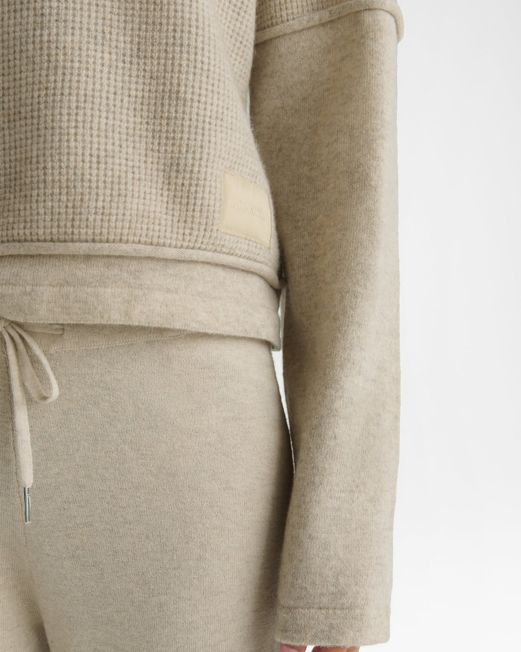 Double Layered Cashmere Blend Top - Oatmeal Marl