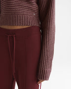 Two Tone Rib Knit Funnel Sweatshirt - Damson
