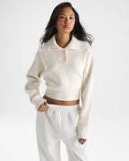 Rib Knit Funnel Sweatshirt - Marshmallow White
