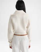 Rib Knit Funnel Sweatshirt - Marshmallow White