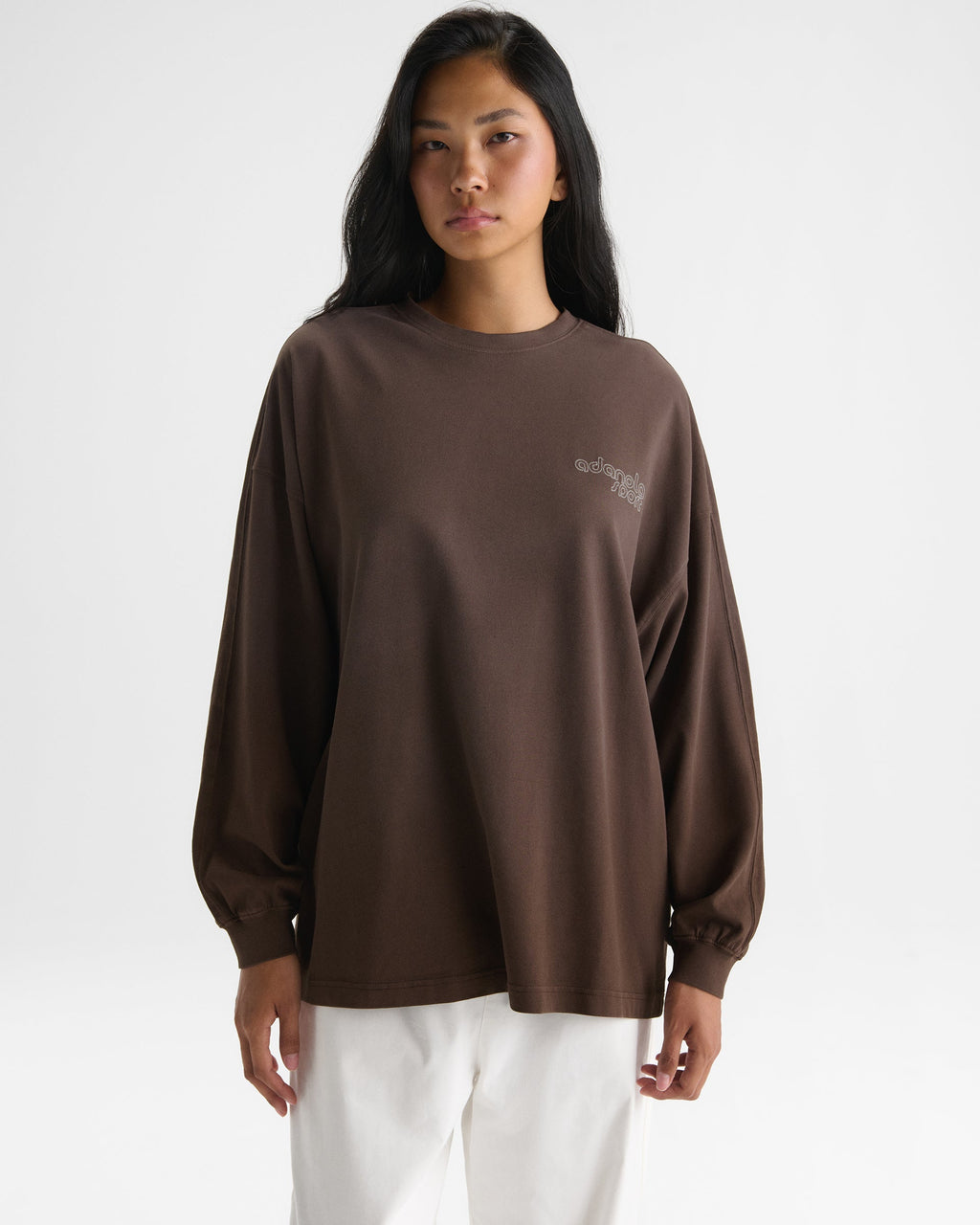 Washed Long Sleeve T-shirt - Chocolate Brown