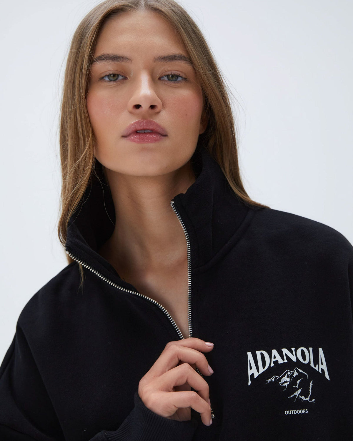 Oversized Quarter Zip Sweatshirt - Black
