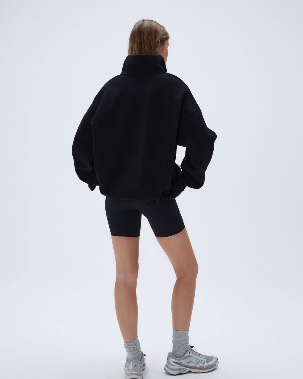 Oversized Quarter Zip Sweatshirt - Black
