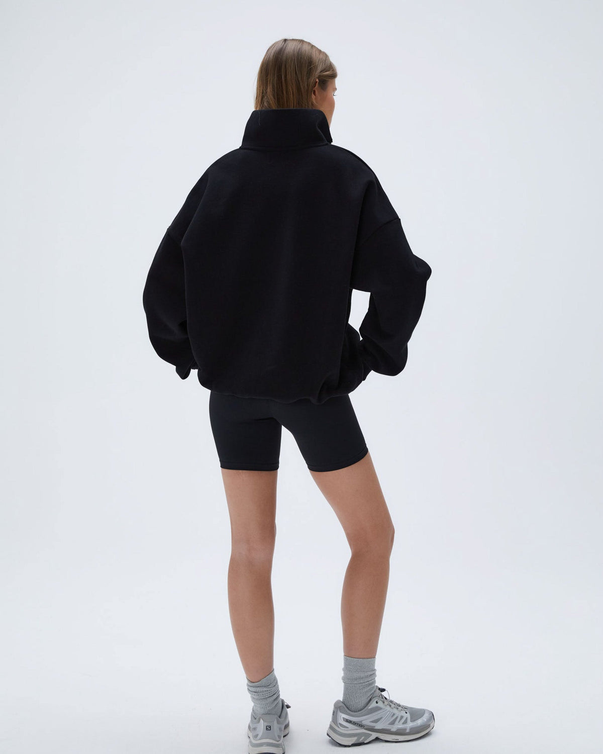 Oversized Quarter Zip Sweatshirt - Black