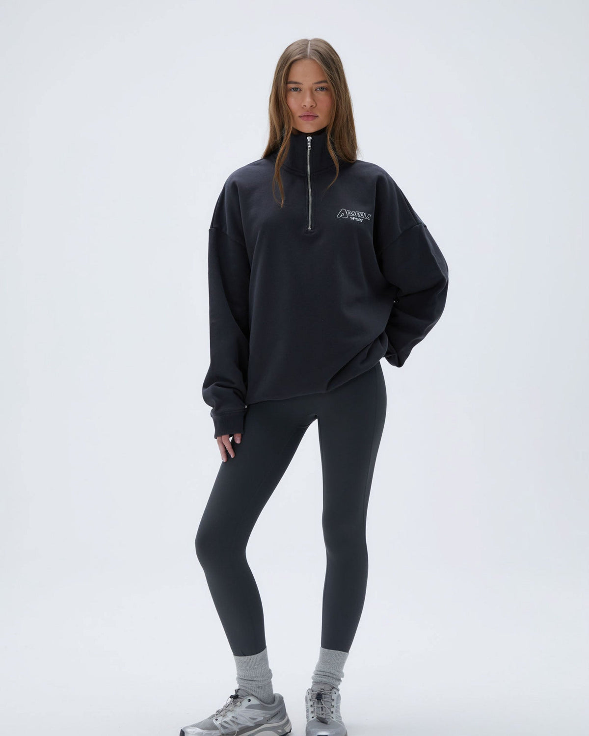 Oversized Quarter Zip Sweatshirt - Graphite Grey