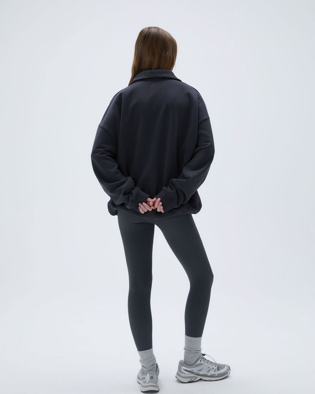 Oversized Quarter Zip Sweatshirt - Graphite Grey