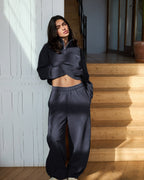 Relaxed Quarter Zip Sweatshirt - Midnight Blue