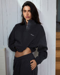 Relaxed Quarter Zip Sweatshirt - Midnight Blue