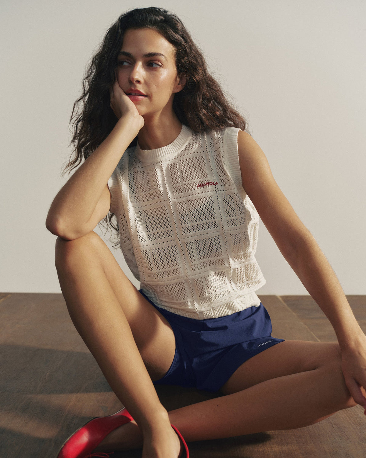 Jacquard Knit Vest Top - Marshmallow White