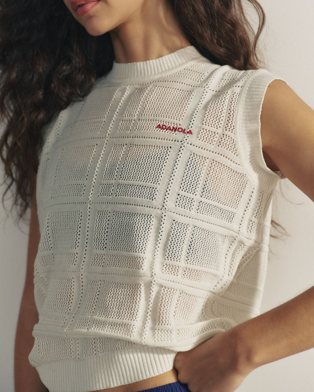 Jacquard Knit Vest Top - Marshmallow White