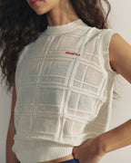 Jacquard Knit Vest Top - Marshmallow White