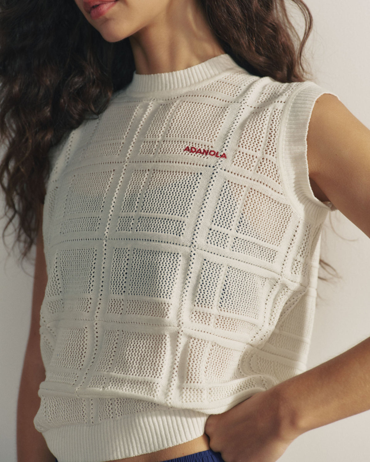 Jacquard Knit Vest Top - Marshmallow White