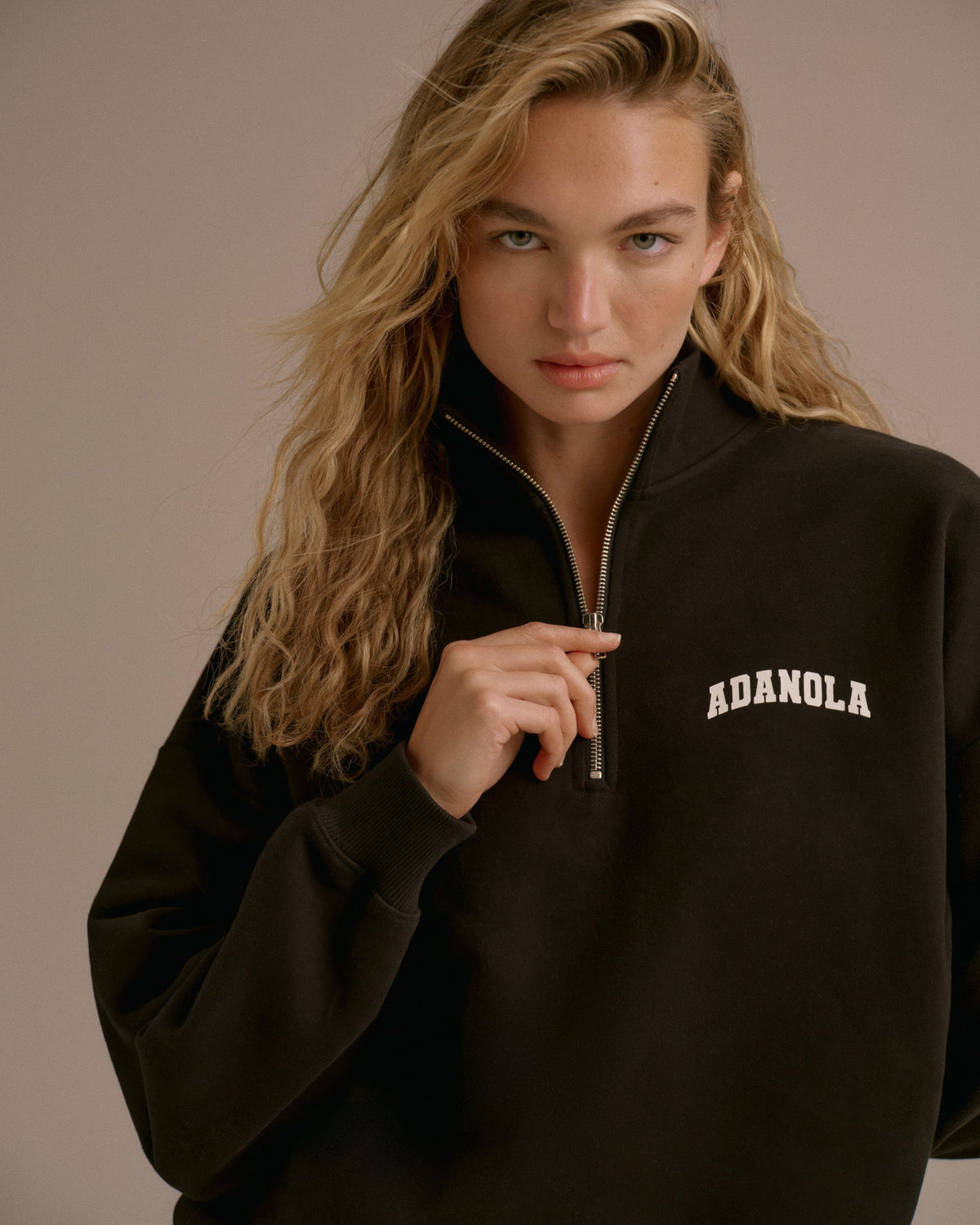 Relaxed Quarter Zip Sweatshirt - Black