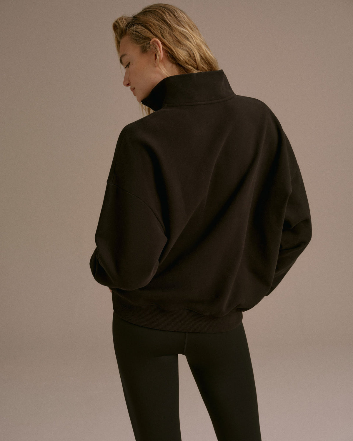 Oversized Quarter Zip Sweatshirt - Black
