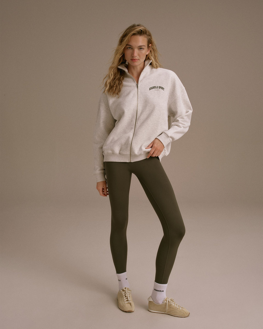Oversized Full Zip Sweatshirt - Light Grey Melange