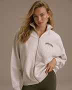 Oversized Full Zip Sweatshirt - Light Grey Melange