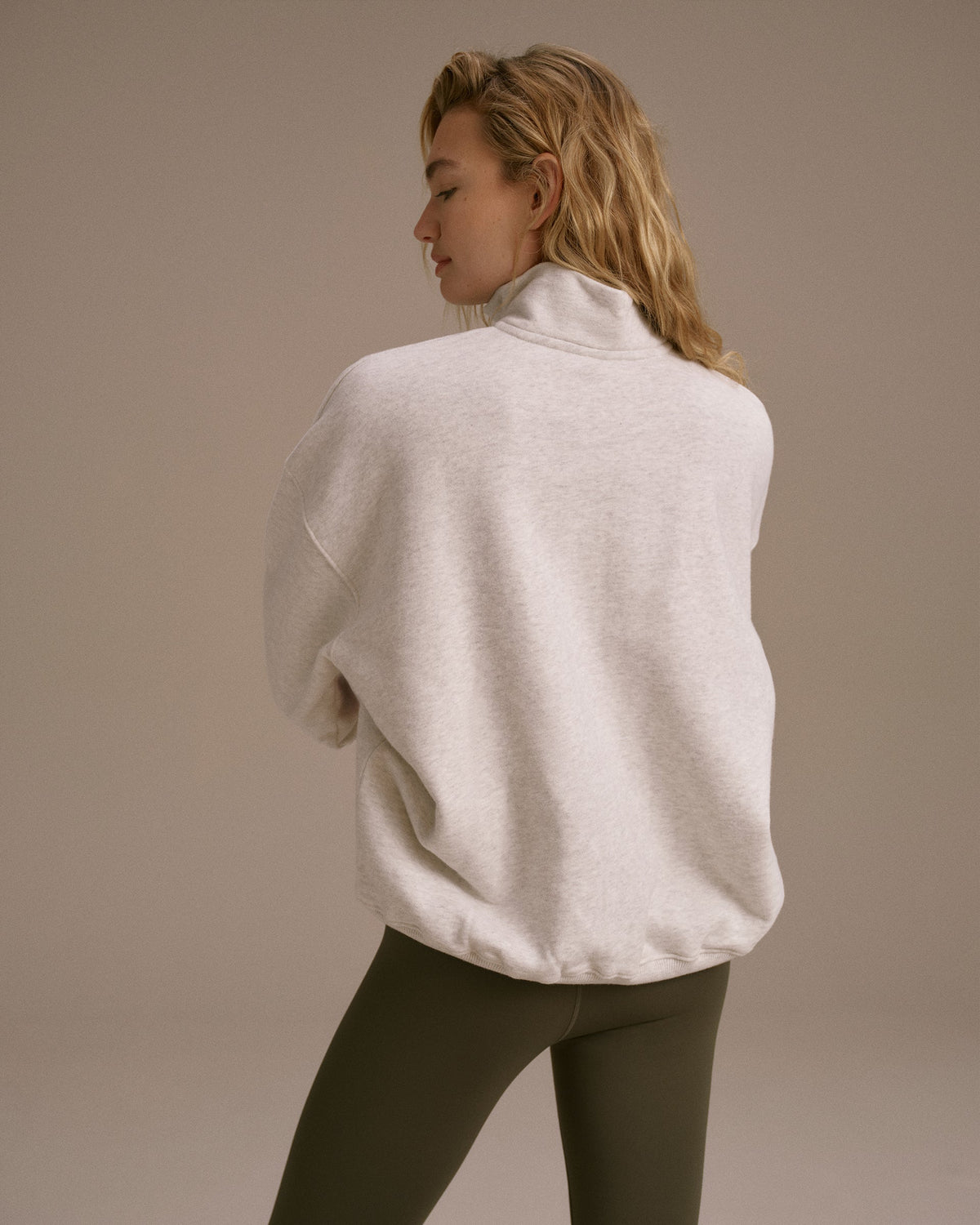 Oversized Full Zip Sweatshirt - Light Grey Melange