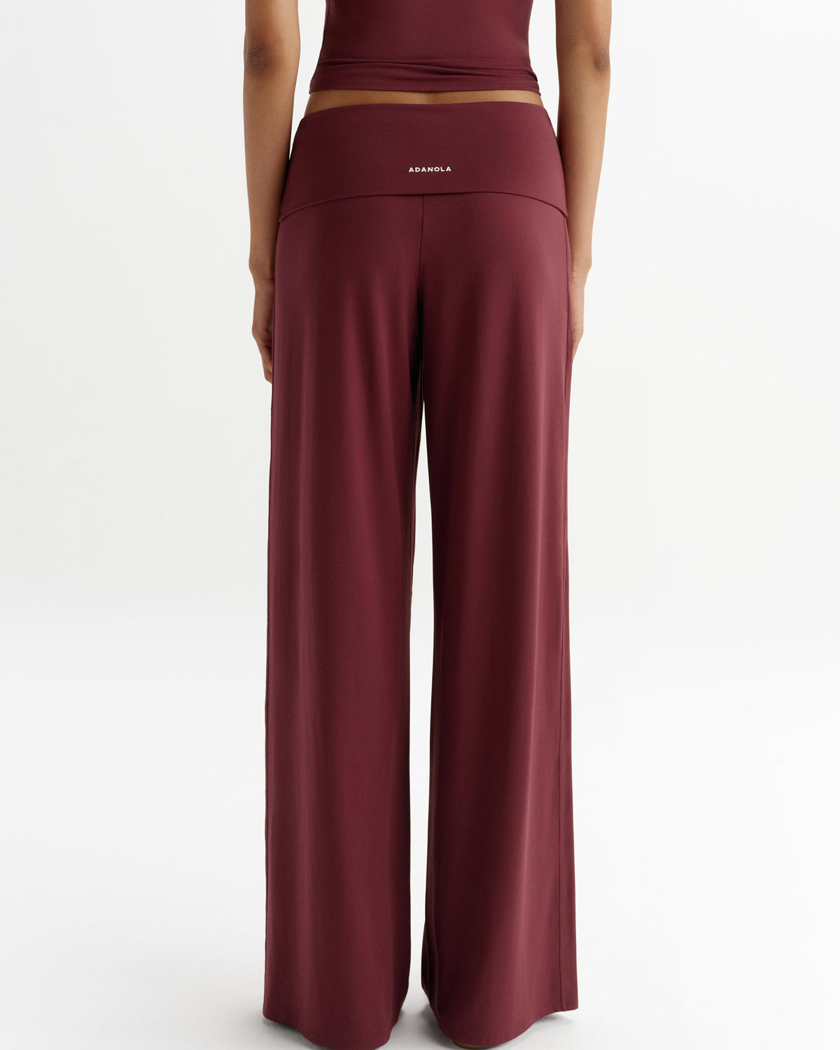 Fold Over Wide Leg Yoga Pants - Damson