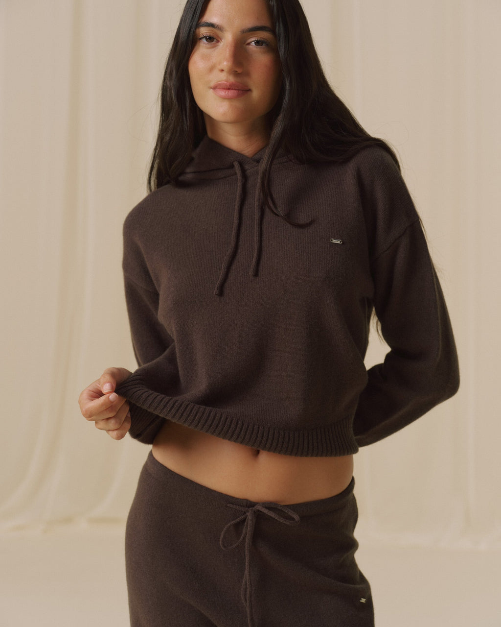 Merino Wool Hoodie - Coffee Bean