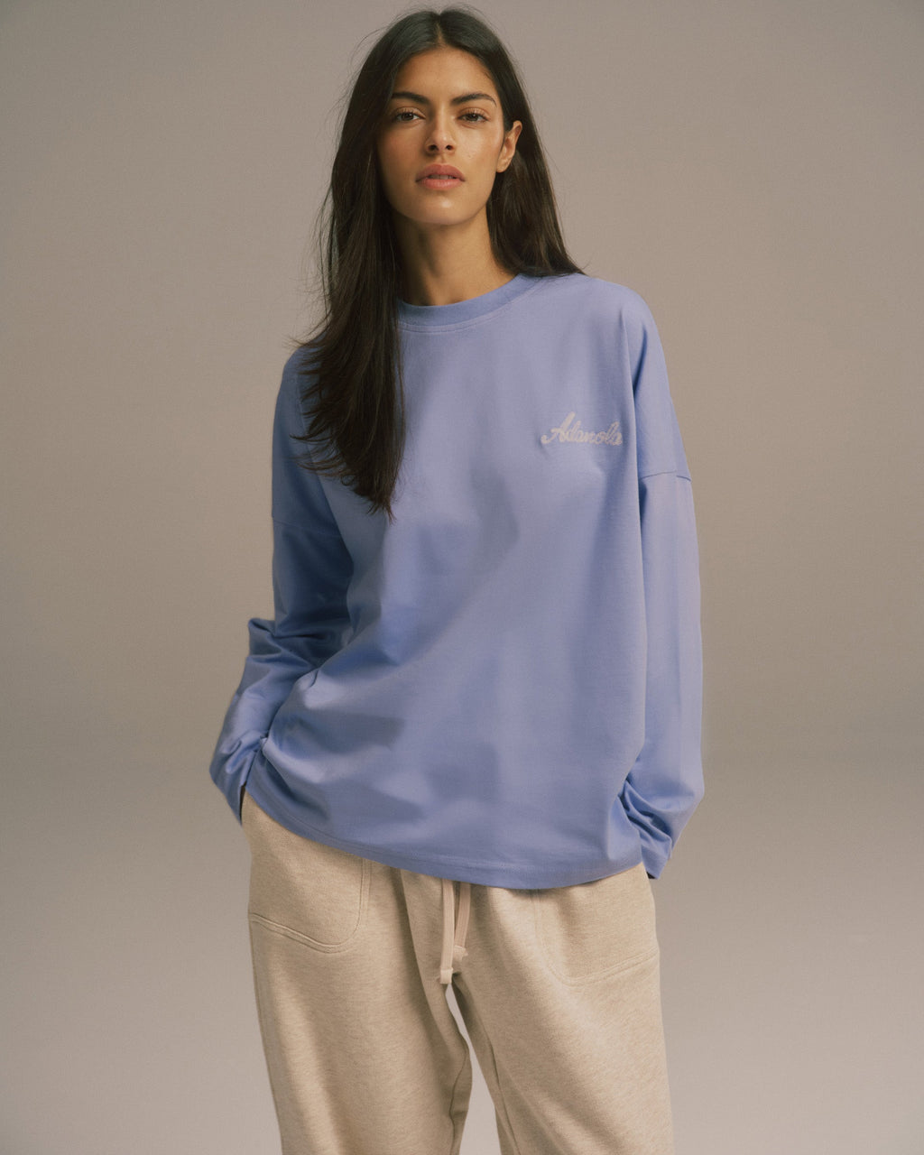 Drop Shoulder Long Sleeve T-shirt - Washed Lavender