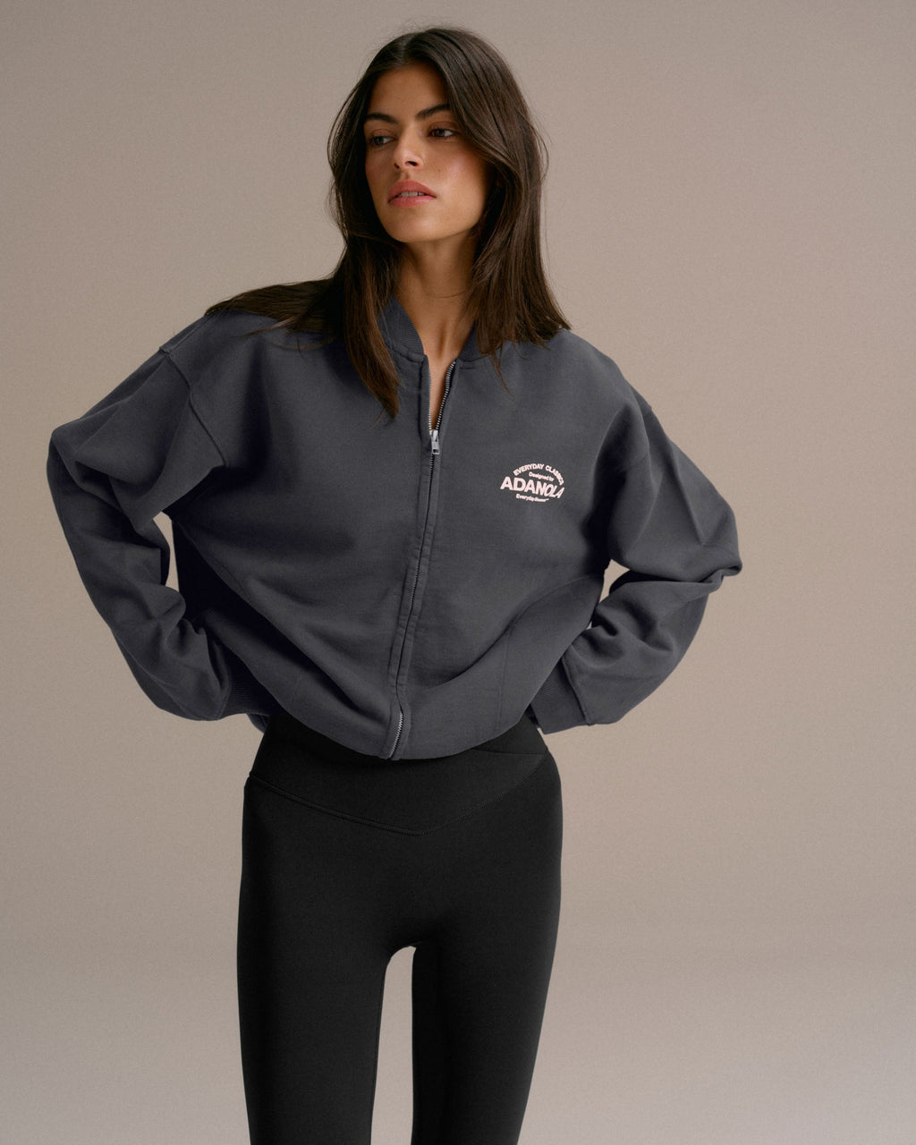 Oversized Full Zip Sweatshirt - Charcoal Grey