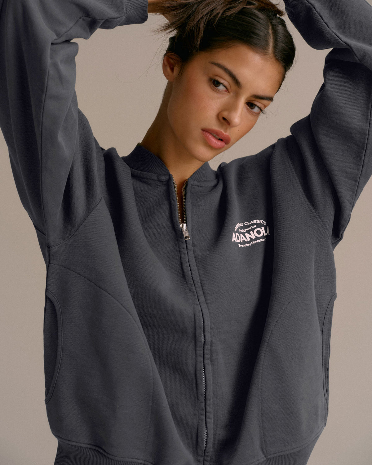 Oversized Full Zip Sweatshirt - Charcoal Grey