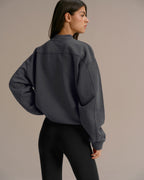 Oversized Full Zip Sweatshirt - Charcoal Grey