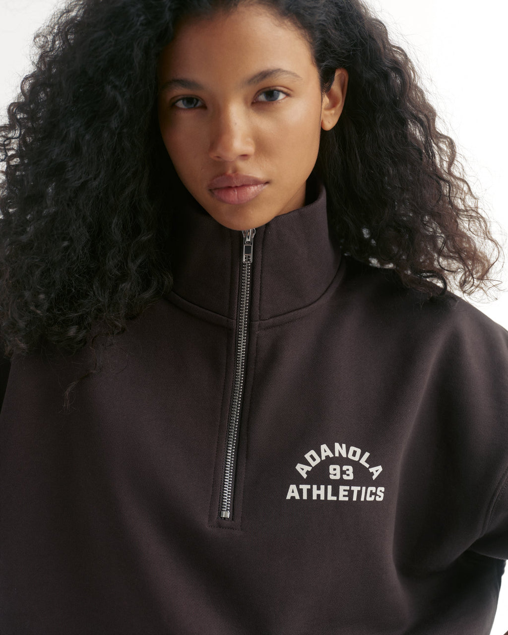 Relaxed Quarter Zip Sweatshirt - Coffee Bean