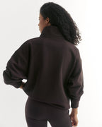 Relaxed Quarter Zip Sweatshirt - Coffee Bean