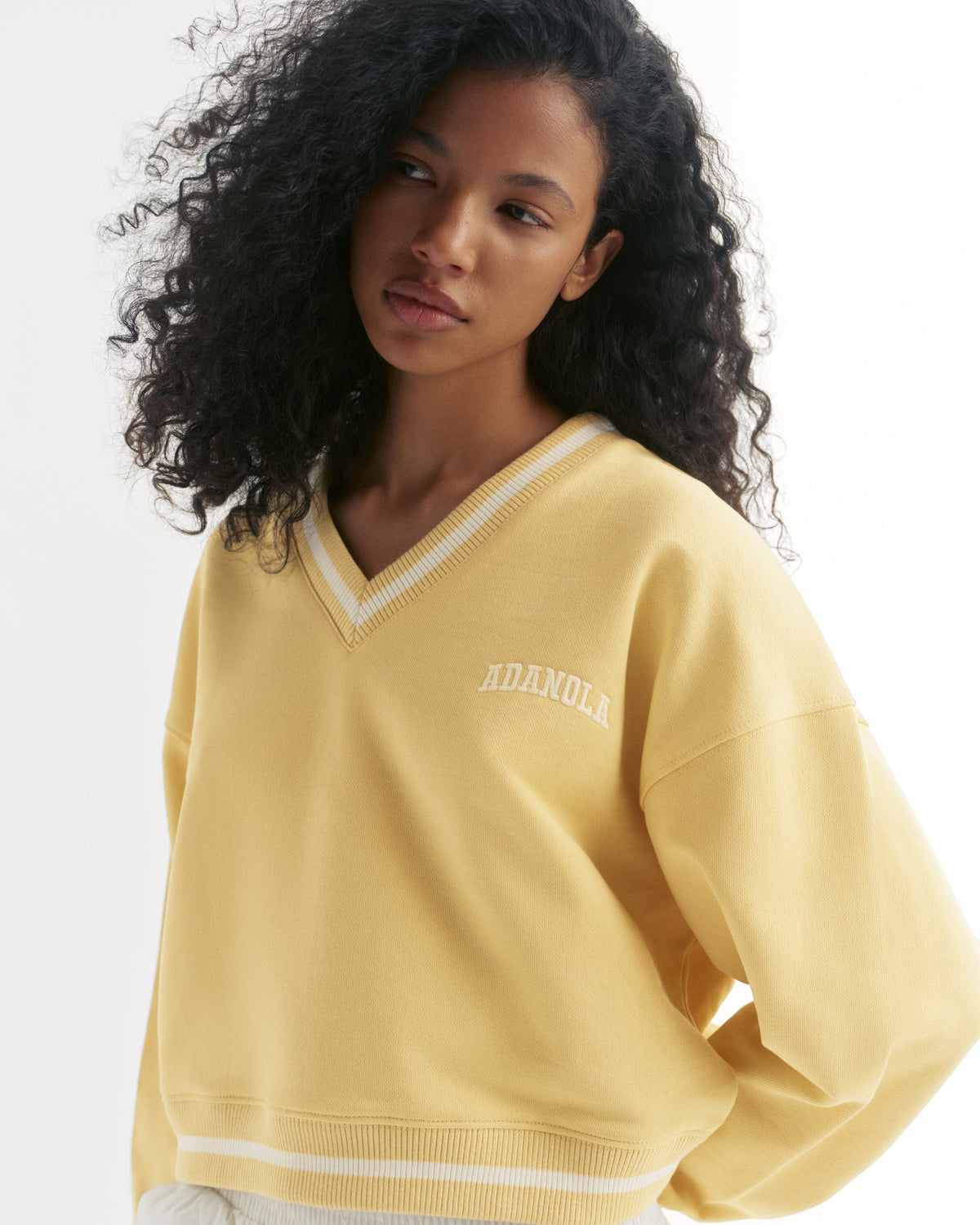 V-Neck Sweatshirt - Butter Yellow